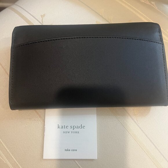 NWT Kate Spade Black Scallop Leather Wallet on Chain - Picture 2 of 11